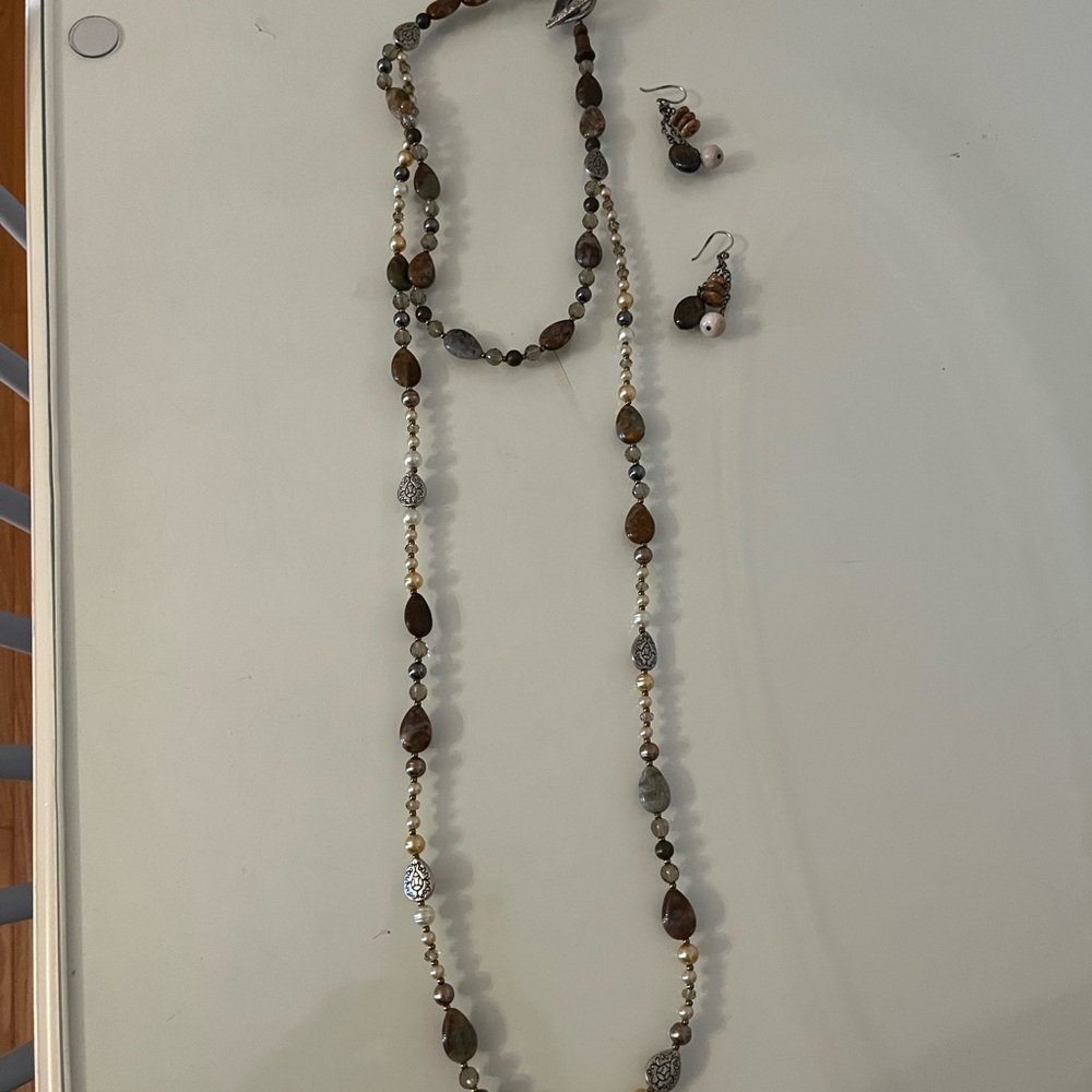 Elegant Brown and Silver Beaded Necklace